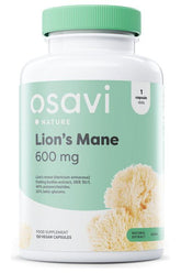 Osavi Lion's Mane 600mg supplement bottle with 120 vegan capsules for brain health and mood support.